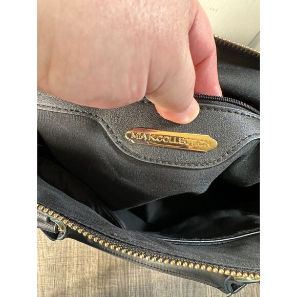 Mia Collection Autumn Tote & Wristlet Set Croco Black Crossbody or Satchel - Picture 6 of 16